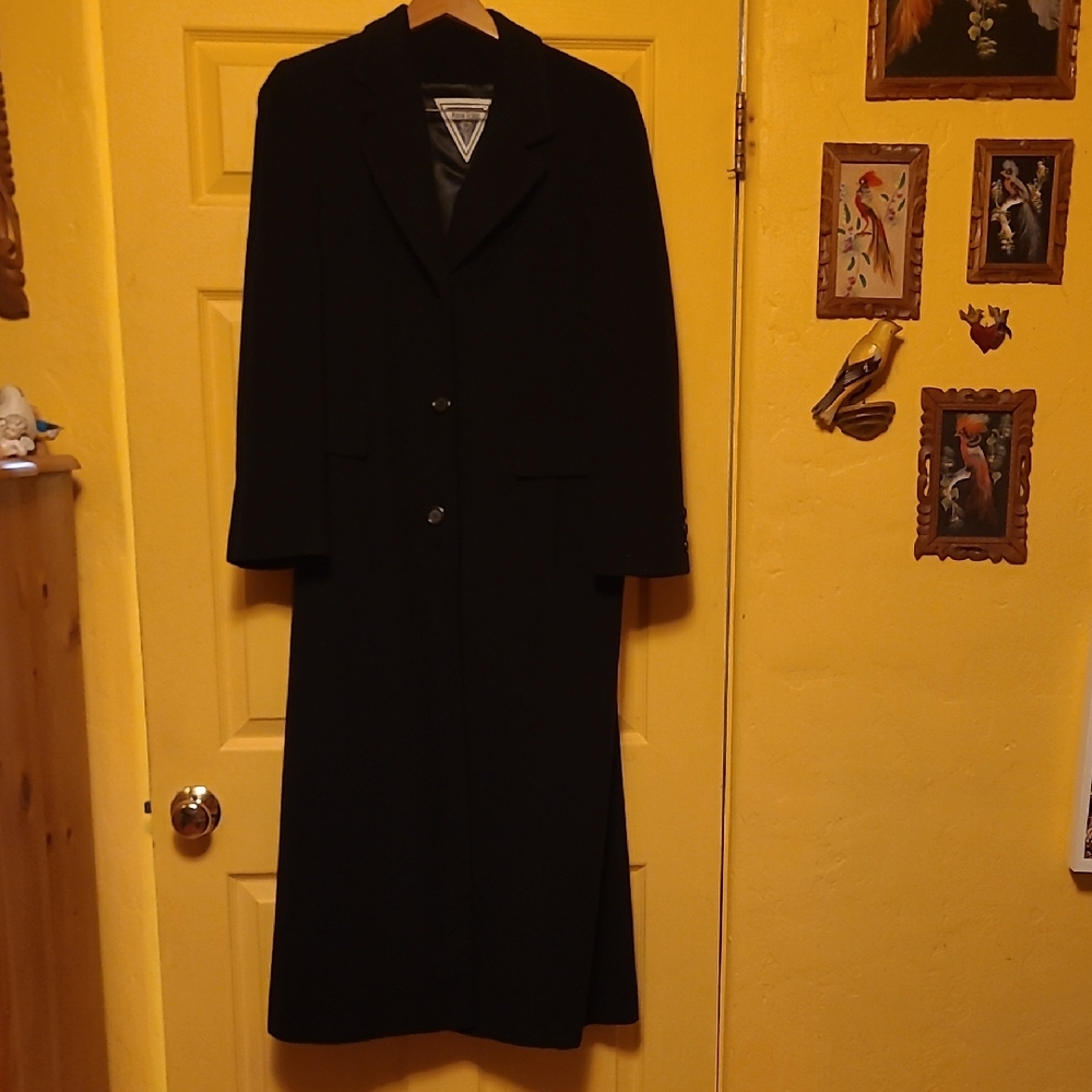 Marvin Richards Classic 100% Cashmere Black Full-Length Coat